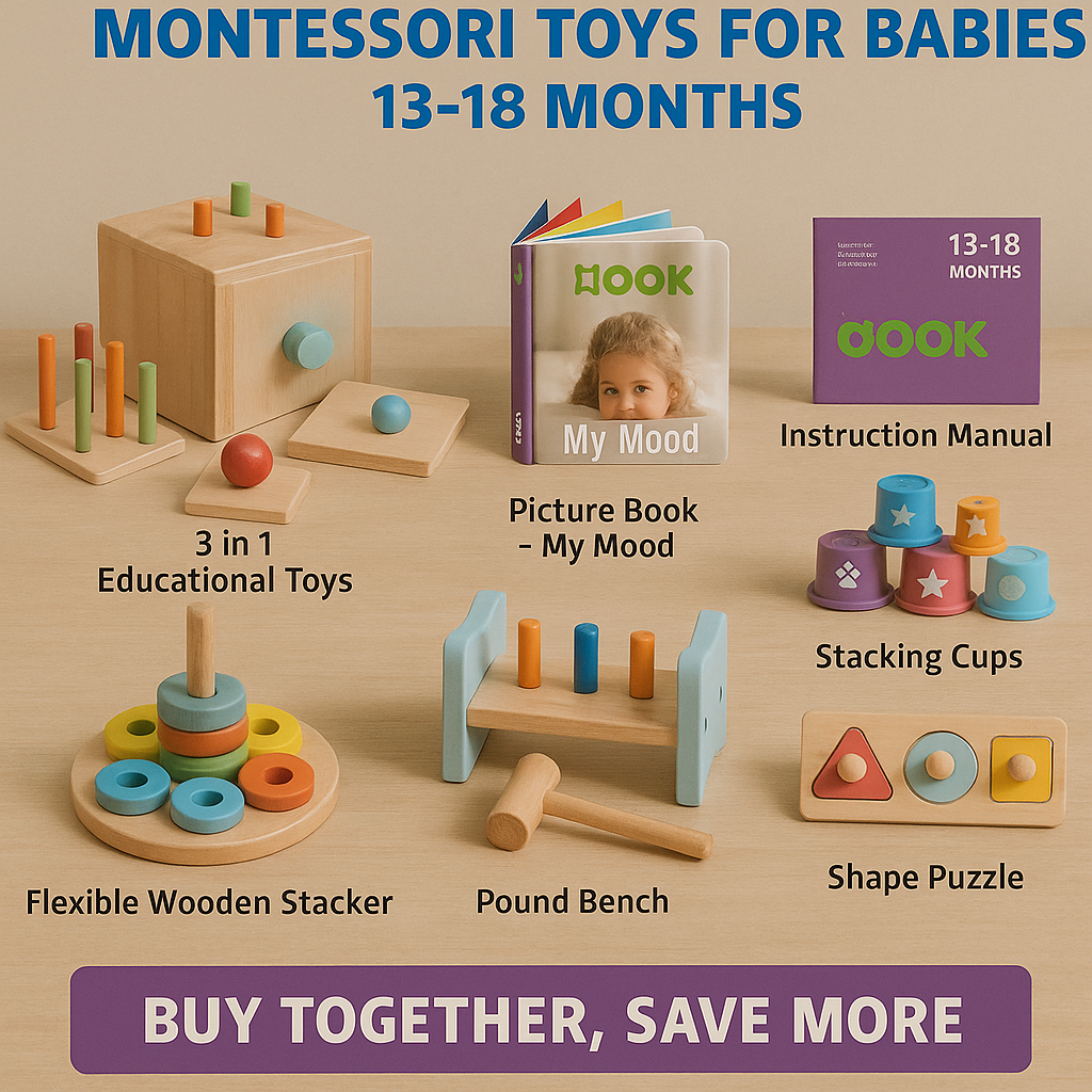 Wooden Montessori Educational Toy Box for Baby 13-18 Months