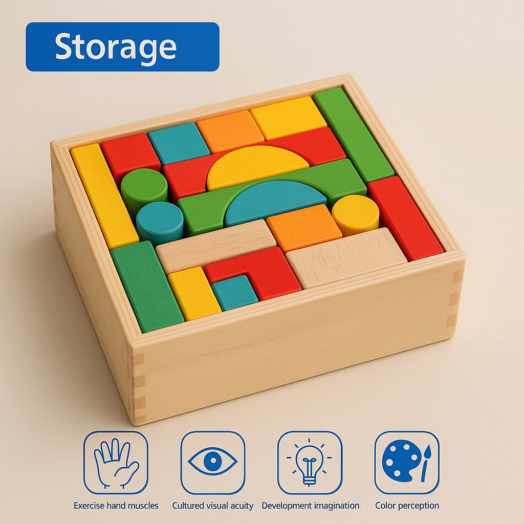 Eco Wooden Building Blocks 50pcs – Montessori Toy