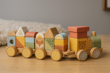 Wooden Stacking Blocks Train – Montessori Toy for Toddlers – wooden toy by Crib & Crown