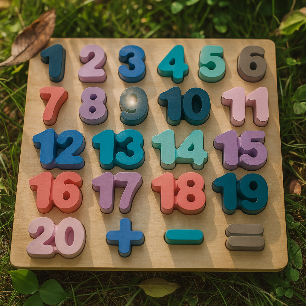 Wooden Number & Math Symbols Puzzle Board