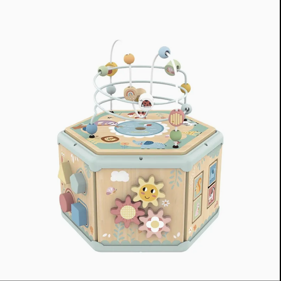 7-in-1 Montessori Activity Cube | Wooden Educational Toy for Toddlers