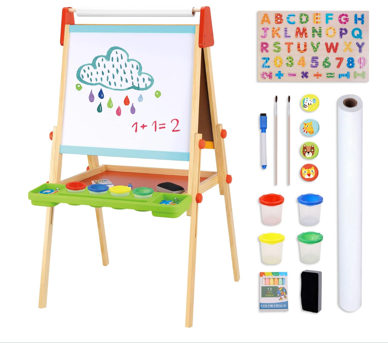 Wooden Kids' Art Easel 🎨 – 3-in-1 Art Station✨(Available only in Canberra)