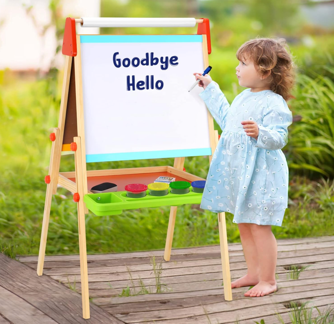 Wooden Kids' Art Easel 🎨 – 3-in-1 Art Station✨(Available only in Canberra)