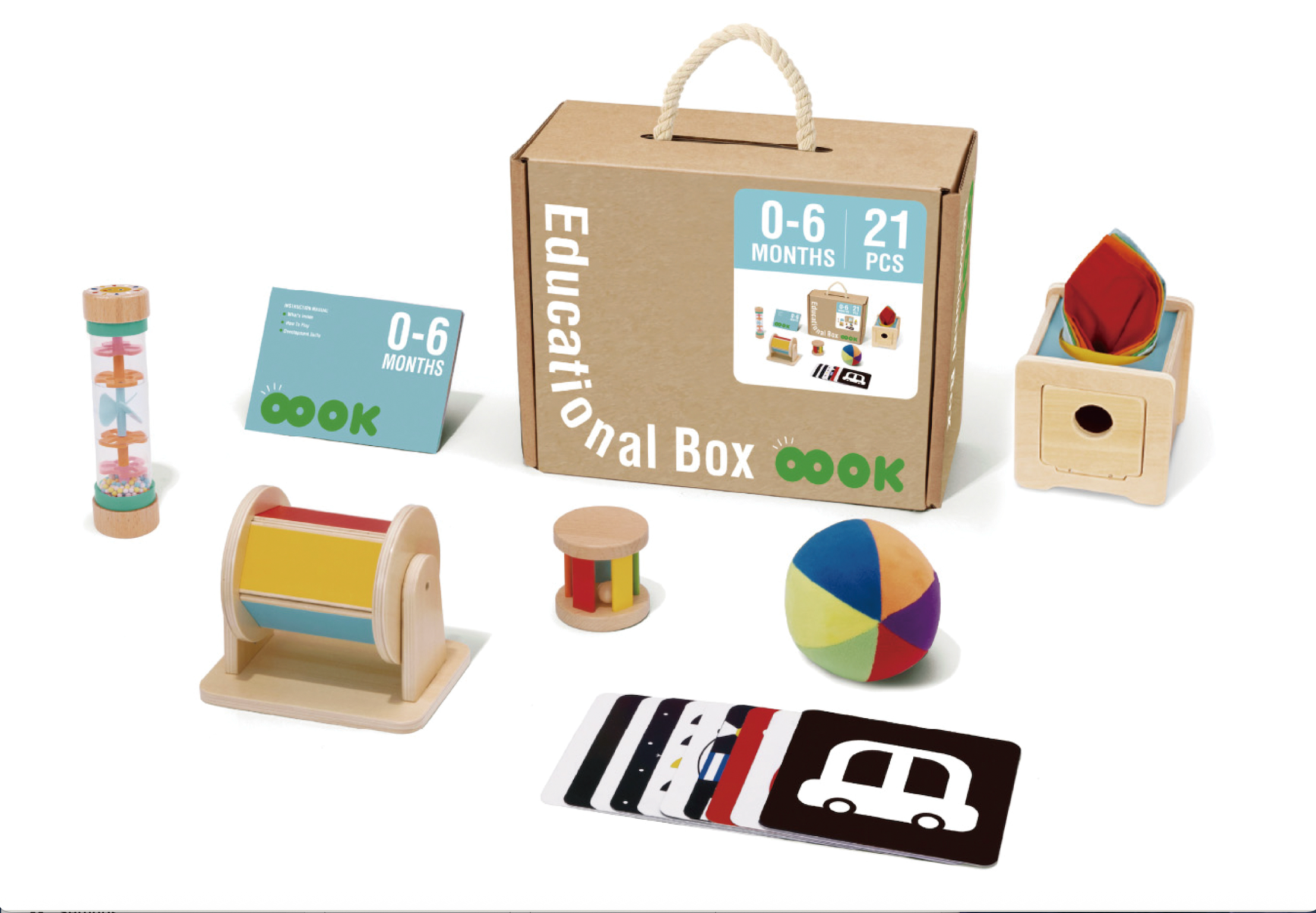 Wooden Montessori Educational Toy Box for Baby 0-6 Months