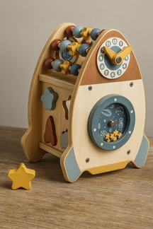Activity Space Rocket – 6-in-1 Wooden Educational Toy for Toddlers