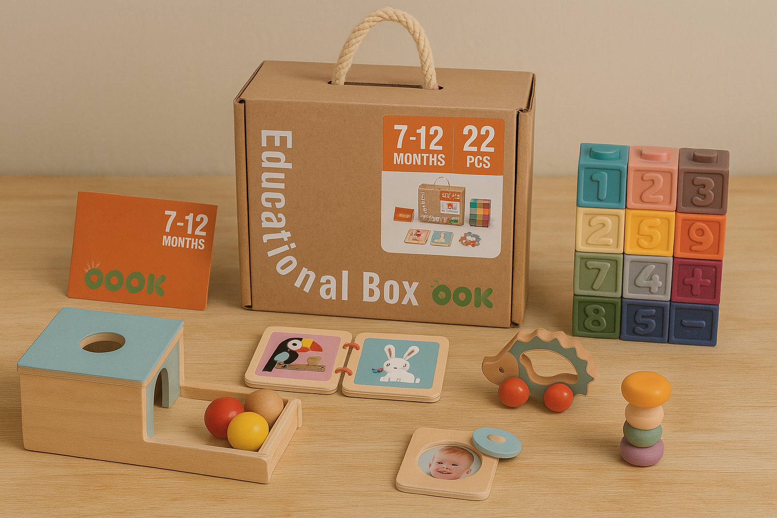 Wooden Montessori Educational Toy Box for Baby 7-12 Months