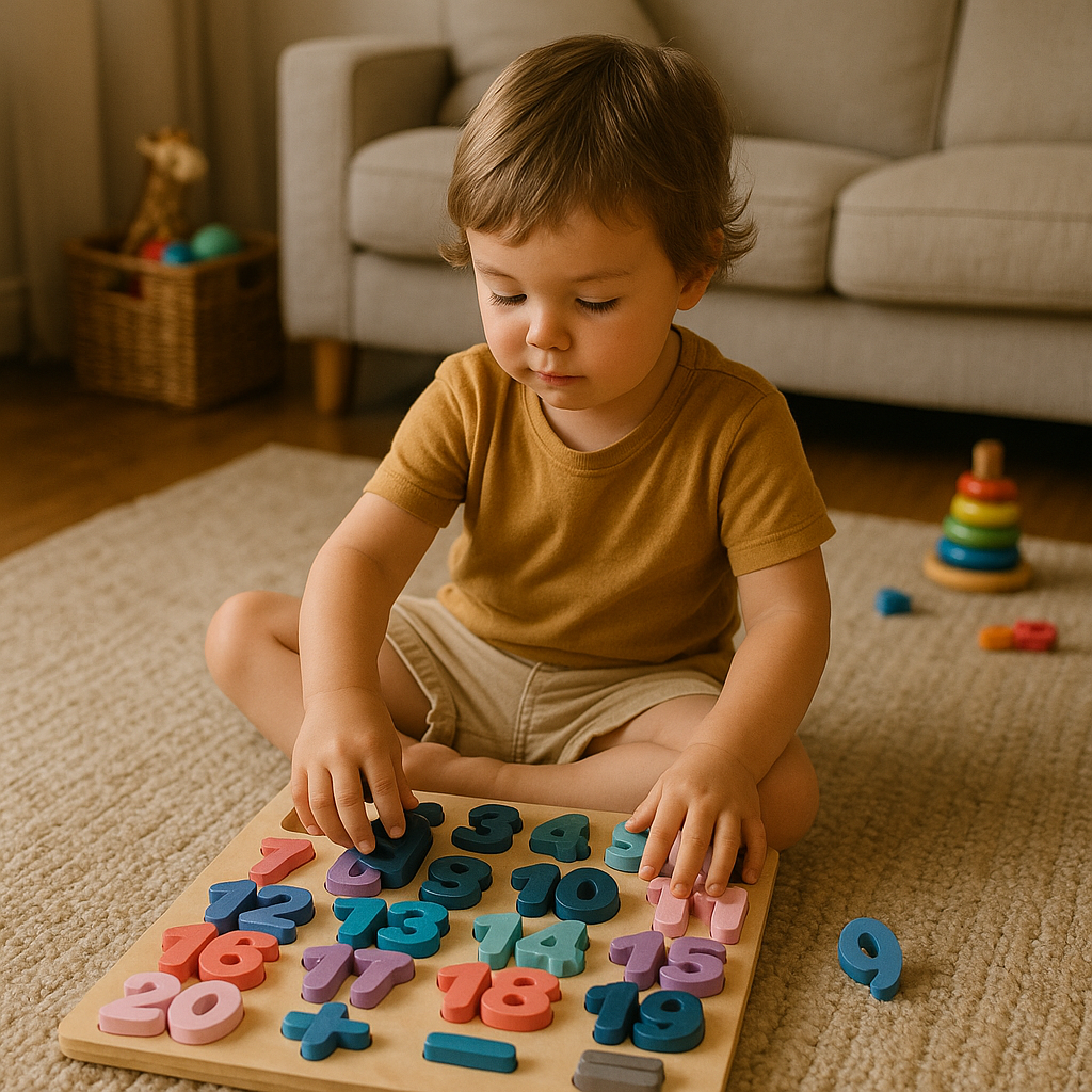Wooden Number & Math Symbols Puzzle Board