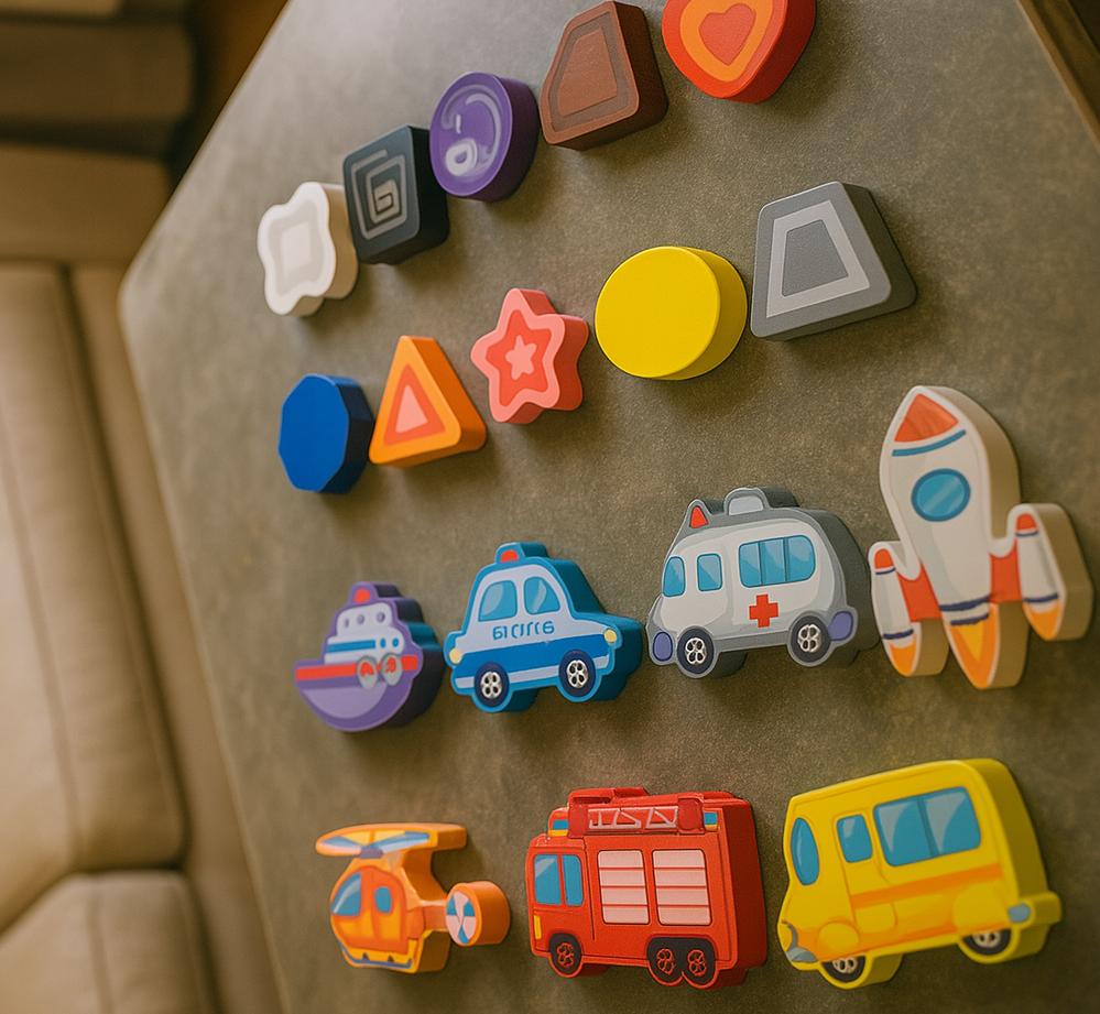 Wooden Six-in-One Matching Board: Numbers & Shapes