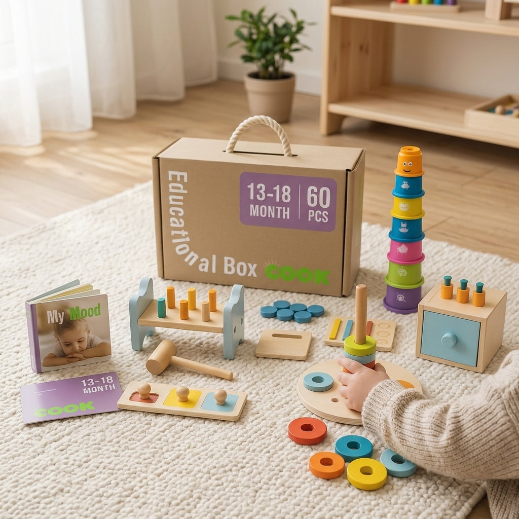 Toddler stacking rings from the Montessori Toy Box 13–18 months